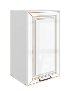 Кухонный шкаф Атланта L400 Н720 (1 дв. гл.) эмаль (белый/белый глянец патина золото) в Улан-Удэ - предосмотр
