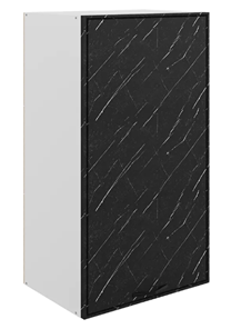 Шкаф настенный Монако L450 Н900 (1 дв. гл.), белый/мрамор блэкберн матовый в Улан-Удэ