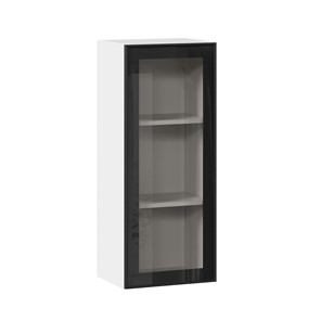 Шкаф кухонный высокий со стеклом 400 Индиго ЛД 298.420.000.026, Белый/Чёрный в Улан-Удэ