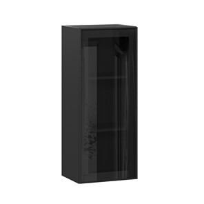 Кухонный шкаф высокий со стеклом 400 Индиго ЛД 298.420.000.068, Чёрный/Чёрный в Улан-Удэ - предосмотр