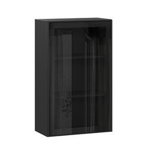 Навесной шкаф высокий со стеклом 600 Индиго ЛД 298.450.000.170, Чёрный/Чёрный в Улан-Удэ
