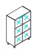 Шкаф со стеклянными дверьми Offix-NEW OMC 87.2  874x450x1329 Дуб Сонома светлый/Металлик в Улан-Удэ