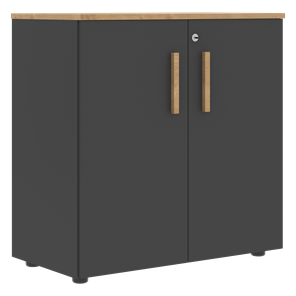 Шкаф широкий низкий с малыми дверцами FORTA Графит-Дуб Гамильтон  FLC 80.1(Z) (798х404х801) в Улан-Удэ