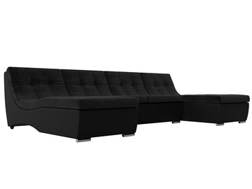 П-образный диван Монреаль, Черный\Черный (Велюр\Экокожа) в Улан-Удэ