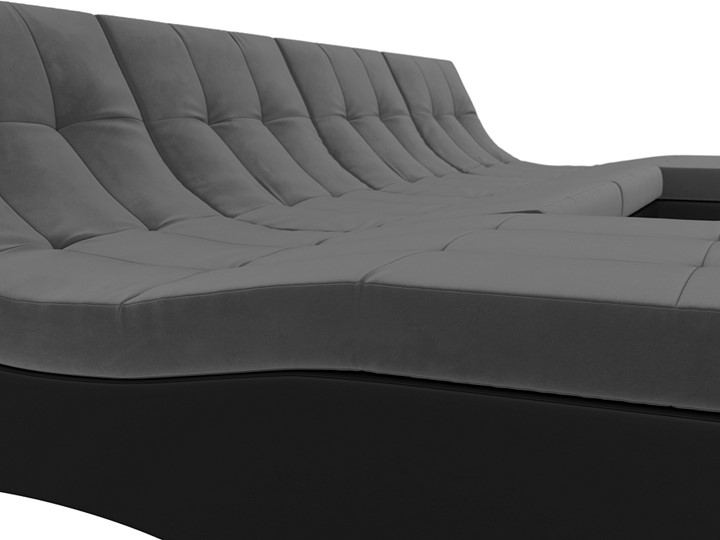 Большой П-образный диван Монреаль, Серый\Черный (Велюр\Экокожа) в Улан-Удэ - изображение 3
