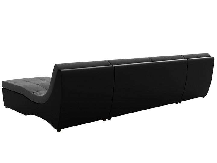 Большой П-образный диван Монреаль, Серый\Черный (Велюр\Экокожа) в Улан-Удэ - изображение 5