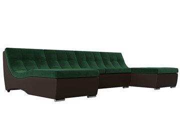 П-образный диван Монреаль, Зеленый\Коричневый (Велюр\Экокожа) в Улан-Удэ