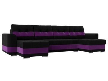 П-образный диван Честер, Черный/фиолетовый (вельвет) в Улан-Удэ
