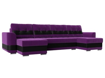 П-образный диван Честер, Фиолетовый/черный (вельвет/экокожа) в Улан-Удэ