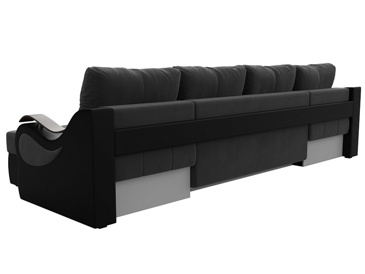 П-образный диван Меркурий П, Серый\Черный (Велюр\Экокожа) в Улан-Удэ - изображение 7