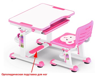 Парта растущая и стул Mealux BD-08 Teddy, pink, розовая в Улан-Удэ