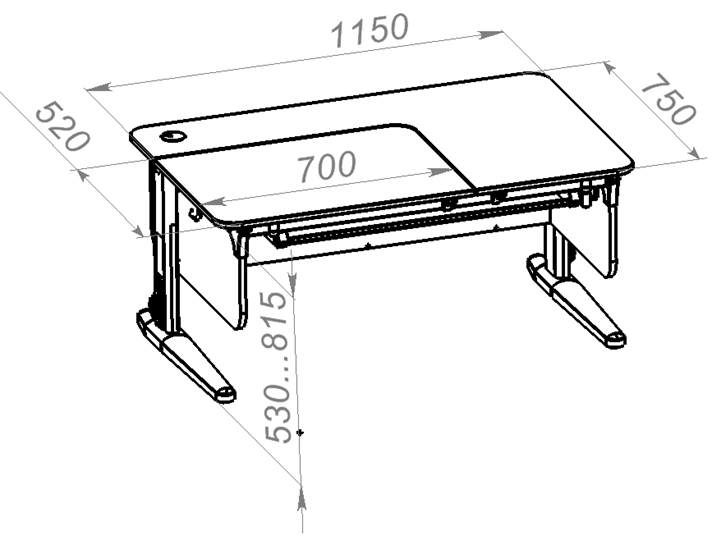Растущий стол L/70-45 (СУТ 62) с лотком, белый/белый/лайм в Улан-Удэ - изображение 1