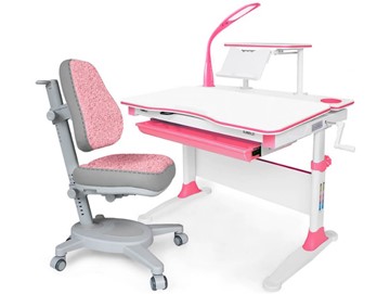 Растущая парта + стул Комплект Mealux EVO Evo-30 BL (арт. Evo-30 BL + Y-115 KBL), серый, розовый в Улан-Удэ