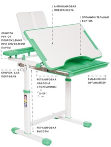 Комплект из растущих парты и стула SET HOLTO-17А, зеленый в Улан-Удэ - предосмотр 5