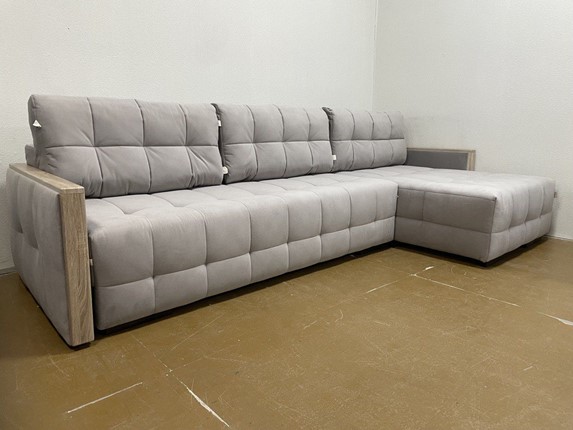 Угловой диван с оттоманкой Татьяна 4 Декор дуб Карат 17 велюр в Улан-Удэ - изображение